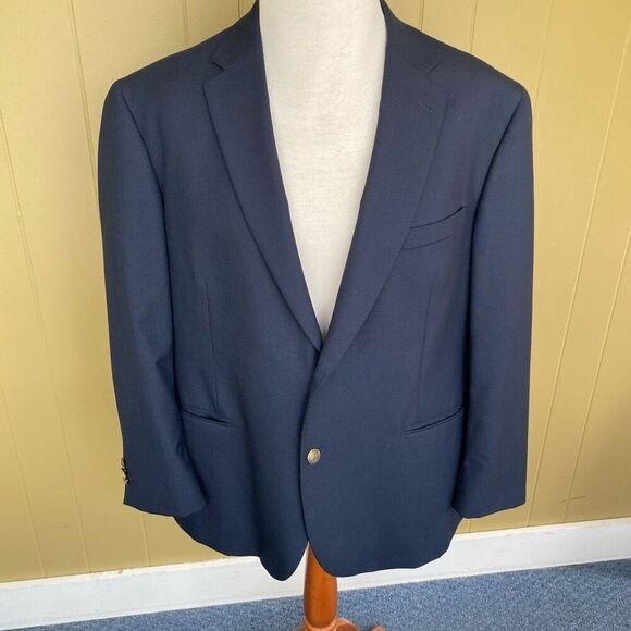 Dockers men 48R wool blend 2 button suit jacket/blazer navy blue - Picture 1 of 14